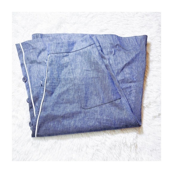 Talbots Denim Chambray Skirt Button Accents A-Line SZ10 NWT - Picture 1 of 7